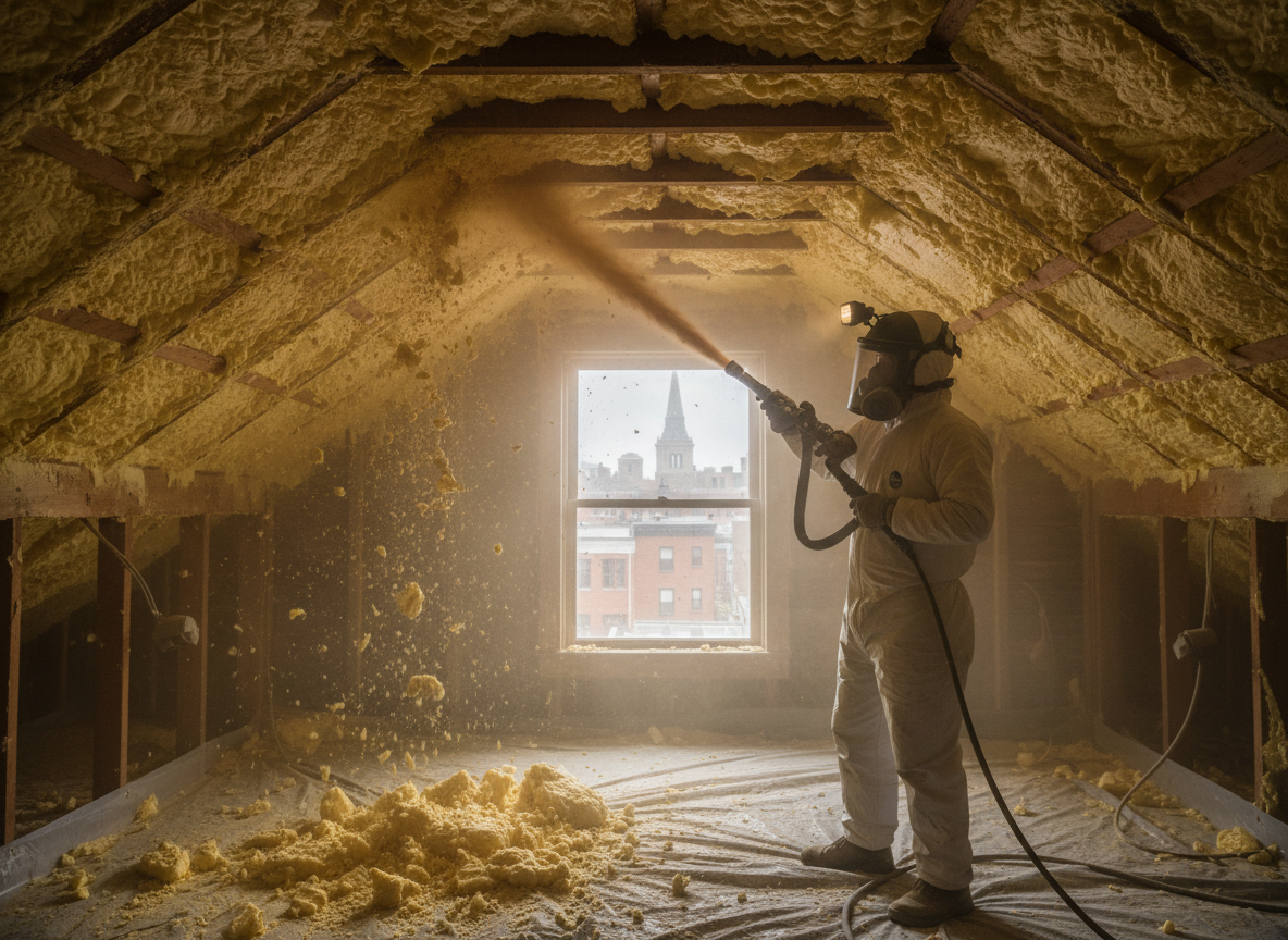 Sand Blasting Spray Foam Insulation Removal in Boston, Lincolnshire